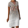 thumbnail image 2 of SMihono Robe d'Été Boho pour Femmes Grande Taille Robes à Manches Courtes Mode Fleurs Imprimées Robe d'Été Col en V Longueur Genou, 2 of 5