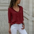 thumbnail image 2 of Timegard Button down Shirts for Women Plus Size Chiffon Lapel Neck Long Sleeve Tops Work Office Blouse, 2 of 6