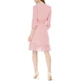 thumbnail image 3 of INSPIRE CHIC Women's Layered Ruffle Hem 3/4 Sleeves Smocked Chiffon A-Line Dress XL Pink, 3 of 8
