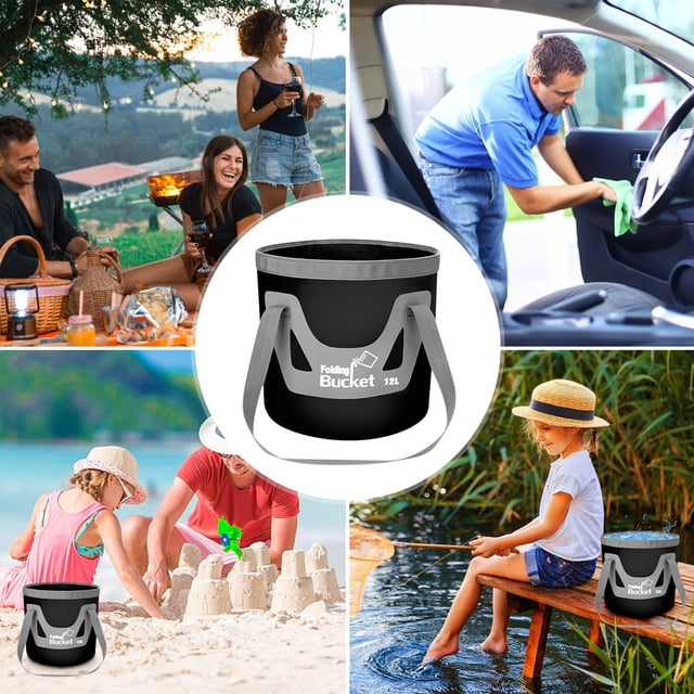 TopLLC 12L Portable Foldable Water Bucket Fishing Bucket Folding Water Container For Travelling Camping Hiking Fishing Washing