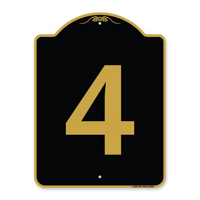 Panneau de la Série Designer 18 x 24 Po - Panneau avec Numéro 4, Noir et Or