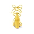 thumbnail image 2 of BLISSFUL STEP Women's Shoes Open Toe Lace Up Block Heel Strappy Heels Yellow 9, 2 of 8