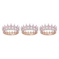 thumbnail image 3 of maskred Alloy Exquisite Craft And Detailed Carved Wedding Hair Crown For Brides Rhinestone Tiaras And Crowns Gold  + pink 3Set, 3 of 6
