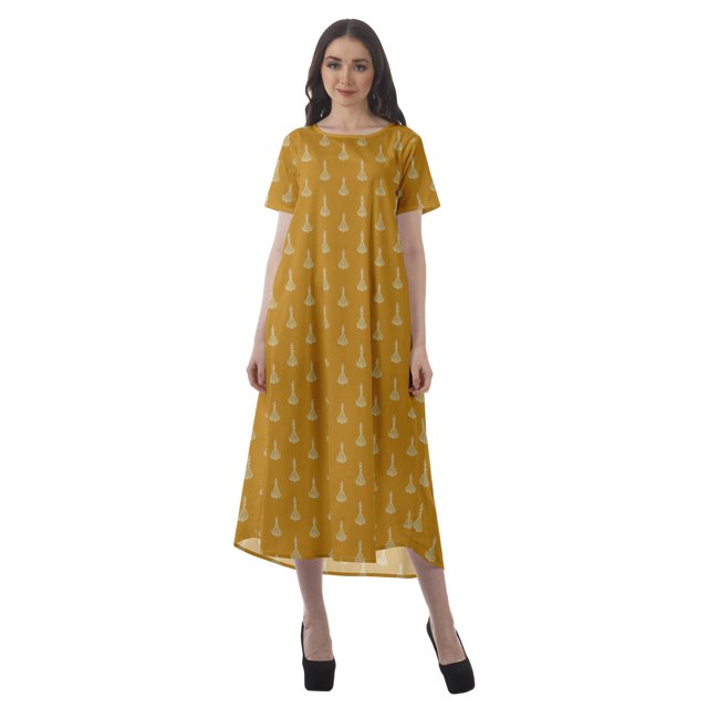 Moomaya Tunique à Manches Courtes pour Femmes, Robes de Cocktail en Coton Flex Imprimées