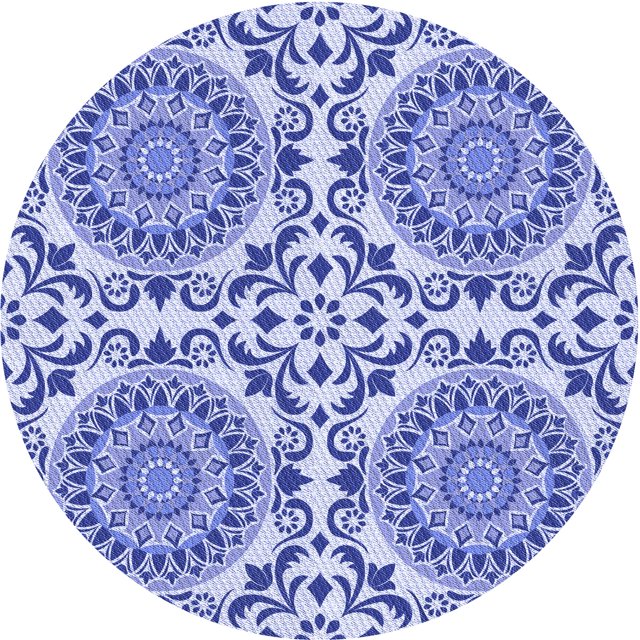 Ahgly Company Machine Washable Indoor Round Transitional Ocean Blue Area Rugs, 3' Round
