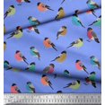 thumbnail image 2 of Soimoi Blue Poly Georgette Fabric Rufous Flycatcher Bird Decor Fabric Printed Yard 42 Inch Wide, 2 of 3