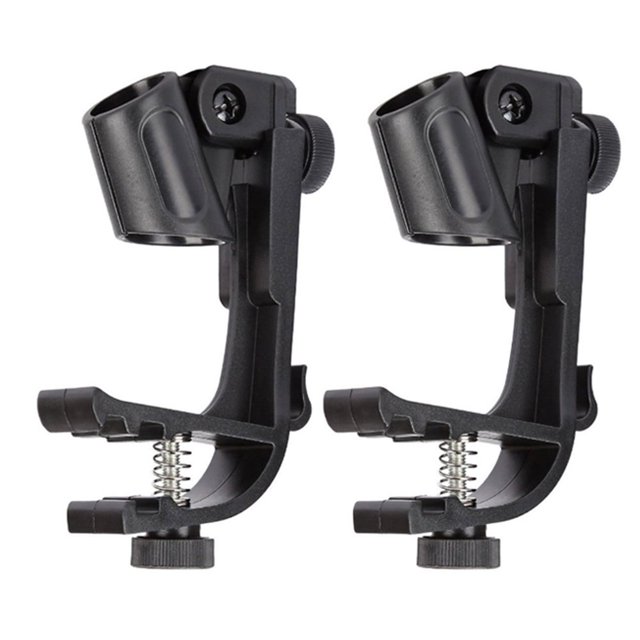 2Pcs Drum Microphone Clips Drum Adjustable Microphone Holder Drum Hoop Rim Mount Shock Mount