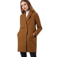 thumbnail image 2 of INSPIRE CHIC Women's Double Breasted Lapel Raglan Long Sleeve Mid Length Overcoat, 2 of 4