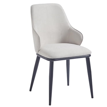 Contemporary Fabric and Metal Dining Chair, Set of 2 - Beige and Black