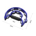 thumbnail image 2 of Double Row Handheld Tambourine Metal Jingles Hand Held Musical Percussion Drum Half Moon Hand Bell, 2 of 7