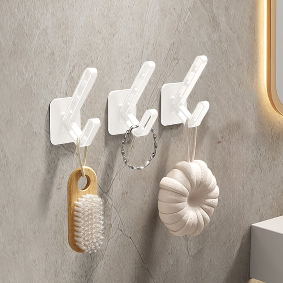 LSLJS 3 Hangers for Hanging Clothes On the Wall No Punching Hooks for Hanging Clothes Wall Mounted Doors Bedrooms Wardrobes Cloakrooms Strong Adhesive Hooks Plastics Multi Functional Hook