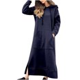 thumbnail image 2 of Robe d'Été pour Femmes 2024 Mode Grande Taille Col Rond Hiver Couleur Chaude Manches Longues avec Poches Robe Longue 50 % de Réduction!, 2 of 6