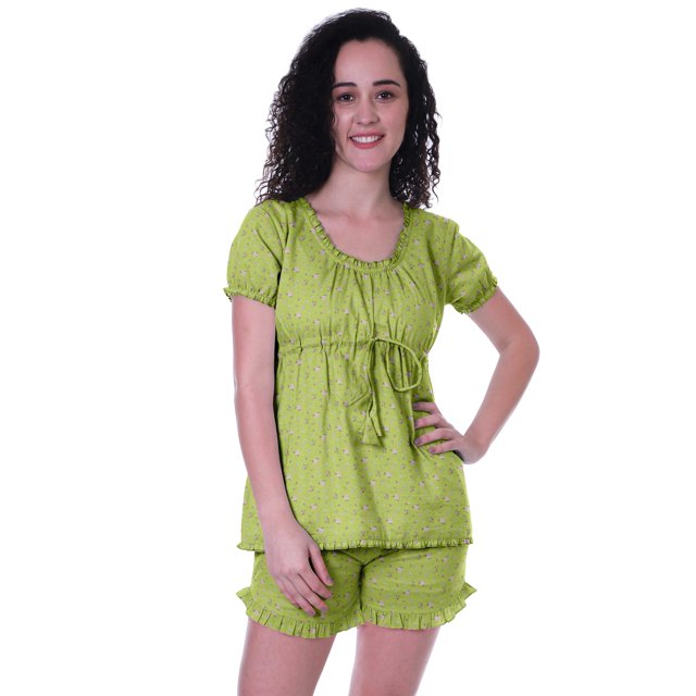 Moomaya Pyjama en Coton pour Femmes, Ensemble de Nuit 2 Pcs avec Shorts, Ensembles de Pyjama avec Shorts