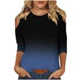 thumbnail image 1 of QIPOPIQ Hauts pour Femmes Manches 3/4 Chemises Col Rond Blouses Décontractées Amples Imprimé Dégradé T-Shirts en Liquidation, 1 of 5