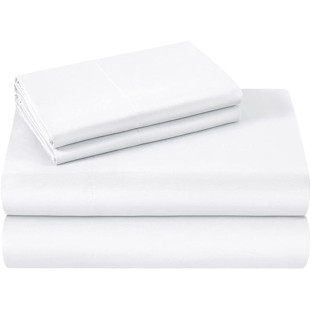 700 Thread Count 100% Egyptian Cotton 4-Piece Bed Sheet Set (1 Flat, 1 Fitted Sheet, 2 Pillow Covers) 15 Inches Deep Pocket Size Solid Pattern