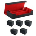 thumbnail image 3 of PU Leather Deck Box Cards Holder with Closure Collectibe Card Case for Sleeved Cards Baseball, Football, Basketball, Sports Cards , black red, 3 of 8