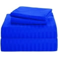 thumbnail image 1 of 1200 Thread Count 100% Egyptian Cotton 3-Piece Fitted Sheet ( 1 Fitted Sheet + 2 Pillow Covers) 27 Inches Deep Pocket Size Stripe Pattern, 1 of 4