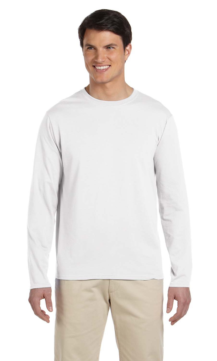 Le T-Shirt à Manches Longues pour Adulte Gildan Softstyle 45 oz Blanc m