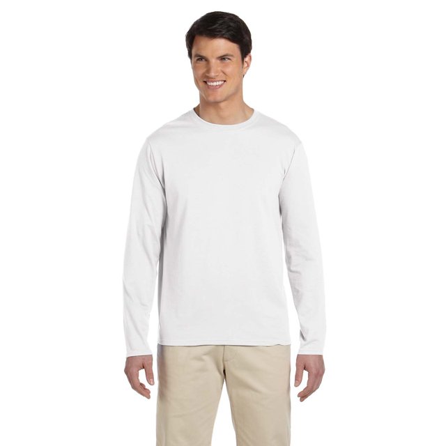 Le T-Shirt à Manches Longues pour Adulte Gildan Softstyle 45 oz Blanc m