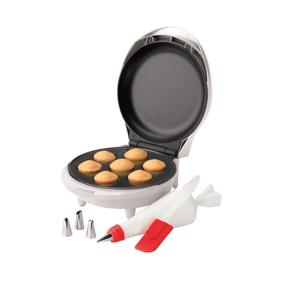 Betty Crocker Mini Cupcake Factory, avec Surface Antiadhésive, Mini Machine à Cupcakes avec Poignée au Toucher Froid et Prépare 7 Délicieux Cupcakes en Quelques Minutes, Rose/blanc