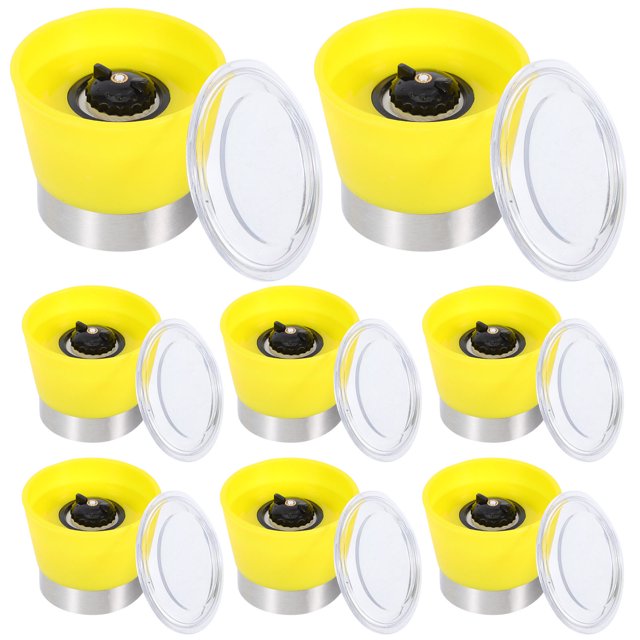 SHOWERORO 8Pcs Stainless Steel Grinder Top Yellow Plastic Precision Grinding for Restaurant Kitchen