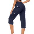 thumbnail image 1 of Erwazi Pantalon Capri Cargo pour Femmes Taille Haute Randonnée Décontracté Voyage Pantalon d'Été avec 6 Poches, 1 of 4