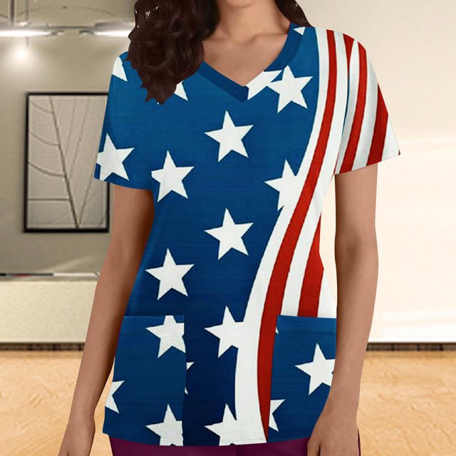 Hauts de Travail d'Été Snoarin Grande Taille pour Femmes, Mode Décontractée, Uni, Col Rond, Manches Courtes, Poches, T-Shirt Ample, Chandail à Enfiler, Hauts, Uniformes de Travail pour Femmes en Liquidation