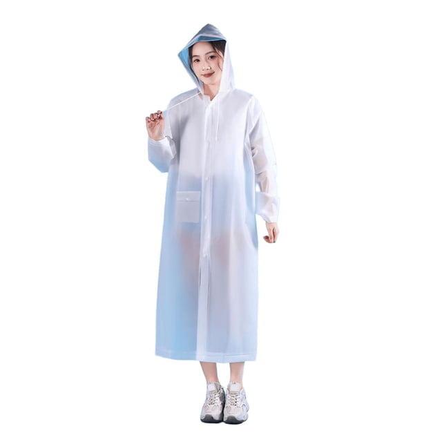 Uuiauoio Imperméable en EVA Poncho de Pluie Réutilisable Unisexe Hommes Femmes Long Transparent Vêtement de Pluie