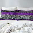 thumbnail image 3 of Leopard Print Fitted Sheet Queen Size,Rustic Cheetah Zebra Skin Texture Patchwork Bedding Set For Girls Women Glitter Sequins Romantic Bed Sheets,Purple Chic Bed Set,2 Pillowcases （No Top Sheet）, 3 of 5