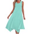 thumbnail image 2 of Summer Clearance 2025! Womens Plus Size Dress,Summer Dress Clearance for Womens,Womens Dresses Sleeveless Round Neck Drawstring Casual Ruffle A-Line Mini Dress, 2 of 5