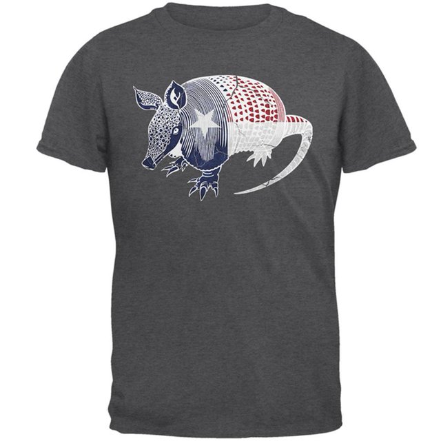 Armadillo Texas State Flag Distressed Silhouette Mens T Shirt