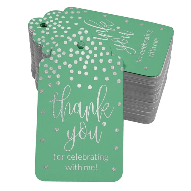 Inkdotpot Silver Foil Paper Hang Tags Thank You For Celebrating With Me Birthday Favor Tags 50 Pieces