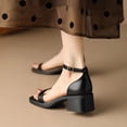 thumbnail image 4 of Cameland Womens Fashion Summer Peep Toe Ankle Strap Leather Sandals Block Mid Heels Shoes, 4 of 6