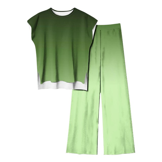 Blouses pour Femmes Mode Décontractée Sans Manches devant Dos Court Ensemble Haut et Pantalon