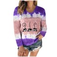 thumbnail image 2 of Hauts d'Entraînement pour Femmes Imprimé à Nouer - T-Shirt à Col Rond Patchwork T-Shirt Décontracté Blouse Hauts Hauts d'Été pour Femmes en Liquidation, 2 of 7