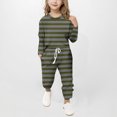 thumbnail image 2 of Plebaso Ensemble 2 Pcs Garçons Filles Tenues Rayées Manches Longues Col Rond Hauts Joggeurs Vêtements Décontractés Enfants, 2 of 5