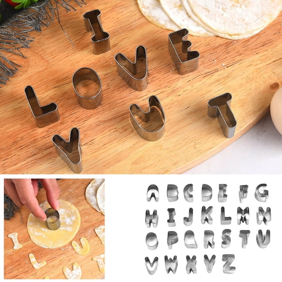 Cagogo under $5 Alphabet Cookie Cutters, 26 Piece Alphabet Cookie Cutters Set, Stainless Steel Letter Cutters for Baking, Mini Alphabet Mold for Cookies Cakes