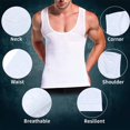 thumbnail image 3 of Men's Body Shaper Vest Chest Compression Shirt Abs Abdomen Slim Tank Top Undershirt, 3 of 7