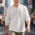 thumbnail image 2 of fatyb Casual Shirts for Men Long Sleeve Tshirts Button Pullover Solid Color Mens Lightweight Tee Tops, 2 of 7
