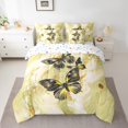 thumbnail image 2 of Gold Marble Comforter Set 7 Piece Bed in a Bag Twin,Black Butterfly Sheet Set,Ivory Yellow Marbling Bedding Sets,Abstract Ombre Ink Fluid Art Bed Set Rustic Animal Butterflies Room Decor Aesthetic, 2 of 5