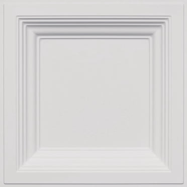 Drop In Coffered PVC Ceiling Tile White Matte, Pack of 10 (will cover ~ 40 sq.ft) Easy To Install Into a Standard 2'x2' Grid