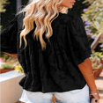thumbnail image 3 of Blouse à Manches Cloche pour Femmes Col Rond Hauts en Dentelle Chemises Babydoll Texturées Florales, 3 of 3