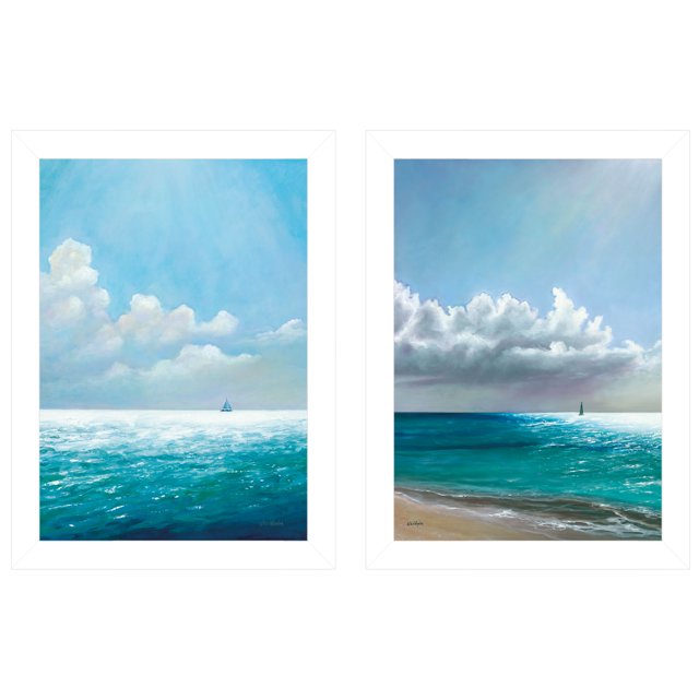 "Sea Bliss" Vignette 2 Pièces par Eve Wheeler, Cadre Blanc
