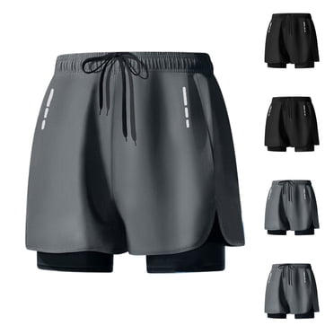 VOAVEKE Gym Shorts Men,Mens Athletic Shorts,Running Workout Shorts with Liner Gym Athletic Fast Dry Sport Shorts with Pockets Gray 4XL