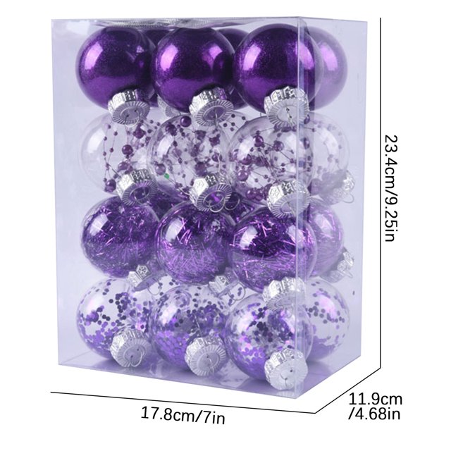 24Pcs Christmas Tree Ornament Pendant Party Supplies Tree Hanging Plastic Ball