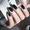 thumbnail image 1 of Black Press on False Nails Square Fake Nails Medium Glossy Acrylic Full Cover False Nails, 1 of 6