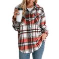 thumbnail image 1 of Women's Oversized Plaid Button Down Shirt Shacket Jacket Long Sleeve Casual Fall Outwear with Pockets, 1 of 6