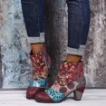thumbnail image 1 of Chaussures pour Femmes Style National Rétro à Talon Moyen avec Fermeture Éclair Bottes Courtes en Cuir, 1 of 5