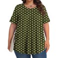 thumbnail image 2 of Plebaso Hauts pour Femmes Grande Taille Manches Courtes Blouses Plissées Décontractées Col Rond Été Tuniques Amples, 2 of 6