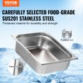 thumbnail image 2 of VEVOR 8 Pack 1/2 Size Hotel Pans Steam Table Pan Stainless Steel 4" Deep Lid, 2 of 9